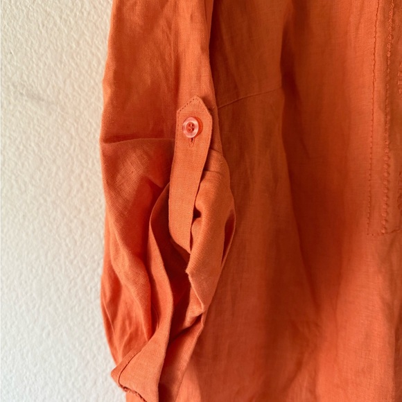 ECOLOGIE Orange Linen Blouse Embroidered Boho Tunic Size 2X - Picture 6 of 13
